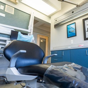 Empty dental chair in office