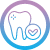 Icon of tooth with sparkle and checkmark