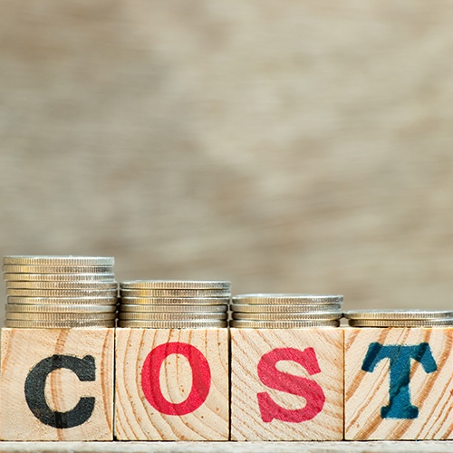 Cost written on wooden blocks